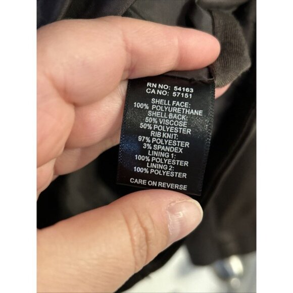 Kenneth Cole Reaction Womens  Moto Jacket Size S Dark Brown Faux Leather‎ Zipper - Picture 5 of 8